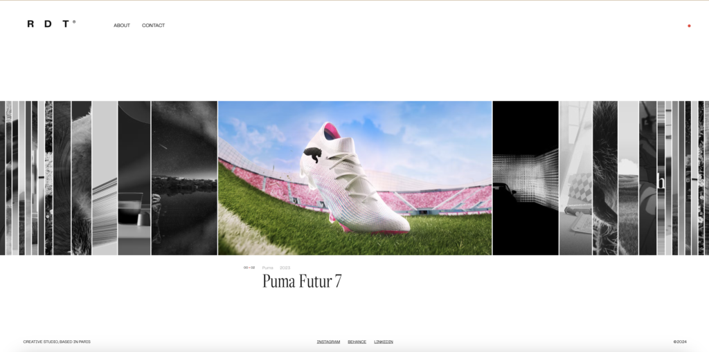 Skärmbild från webbsidan "redot.fr" som exempel på modern minimalism