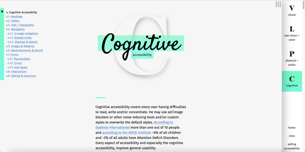 Skärmbild på webbsidan "learn-accessibility.org"