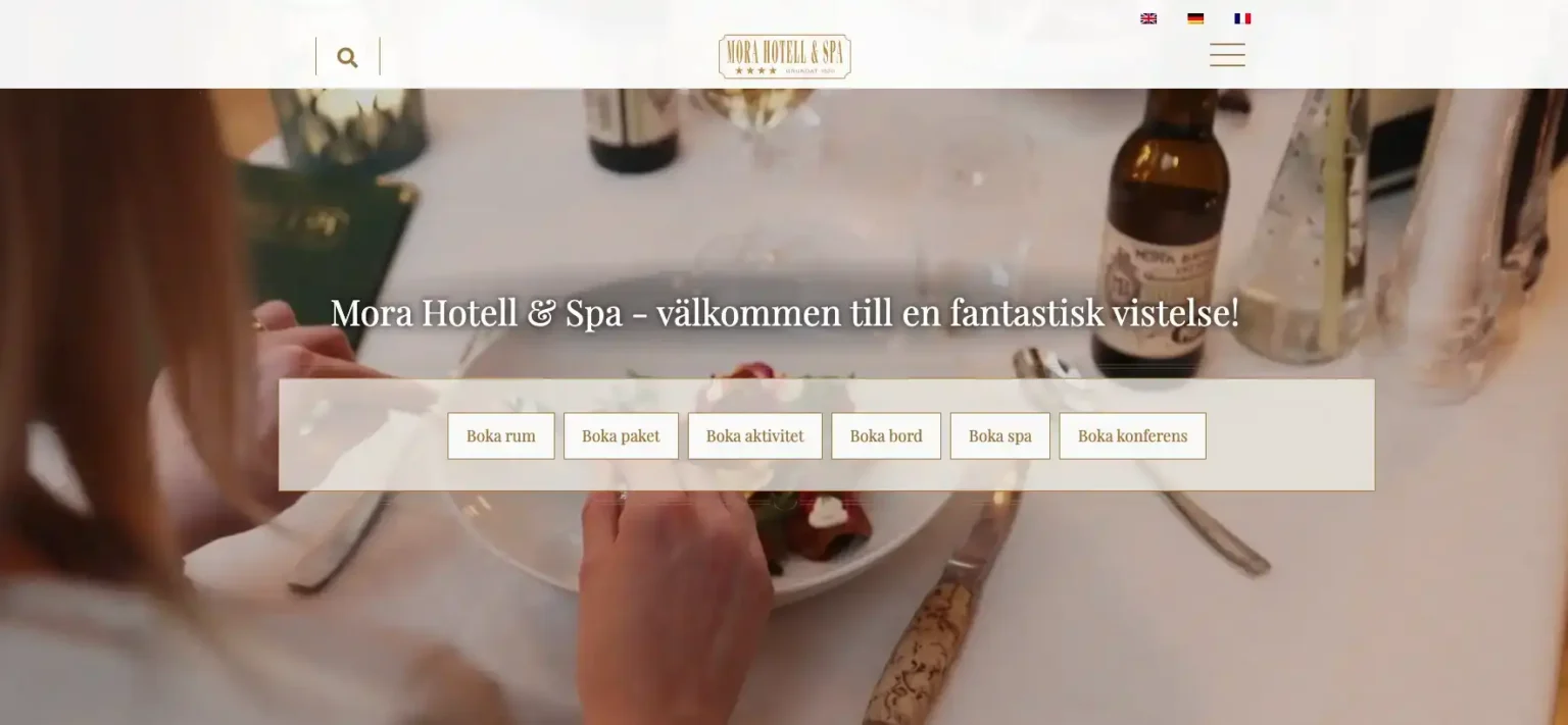 Mora Hotells webbsida